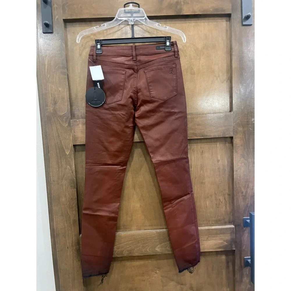Articles of Society Skinny Coated Jeans‎ Burgundy Raw Hem 5350CT-287 Size 26 NEW